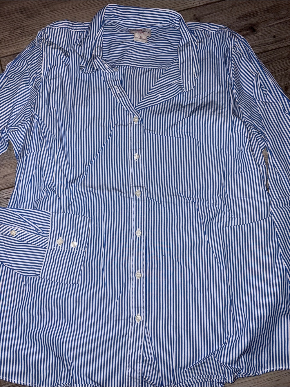 J. Crew  women’s Blue and White Striped Dress Shirt
